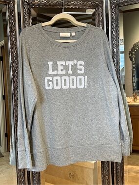 Belle by Kim Gravel Grey Game Day Crewneck Let’s Goooooo! Top - Sz M
